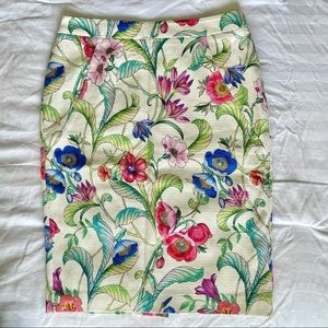 Watercolor Floral Pencil Skirt